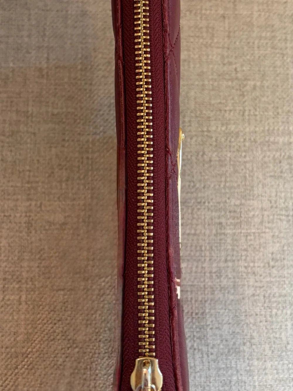 Michael Kors Quilted Zip Wallet - Burgundy with Gold Hardware - Picture 3 of 5